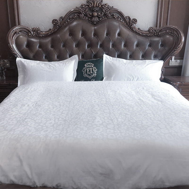 60s Pure White Cotton T300 Óstán Jacquard Socraigh