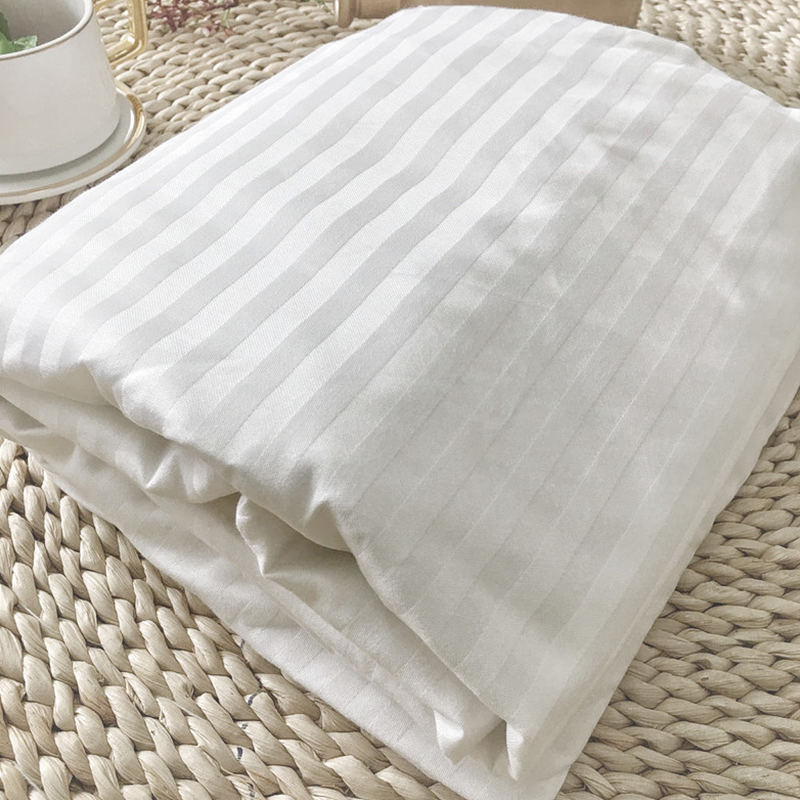 Snáth White Cotton 60s Snáth 330 Comhaireamh Snáithe Sateen Stripe Óstán Bileoga Feistithe Mórdhíola